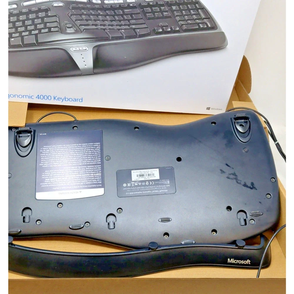 Microsoft Natural Ergonomic USB Keyboard 4000 V1.0 w/ Riser Tested & WORKS!